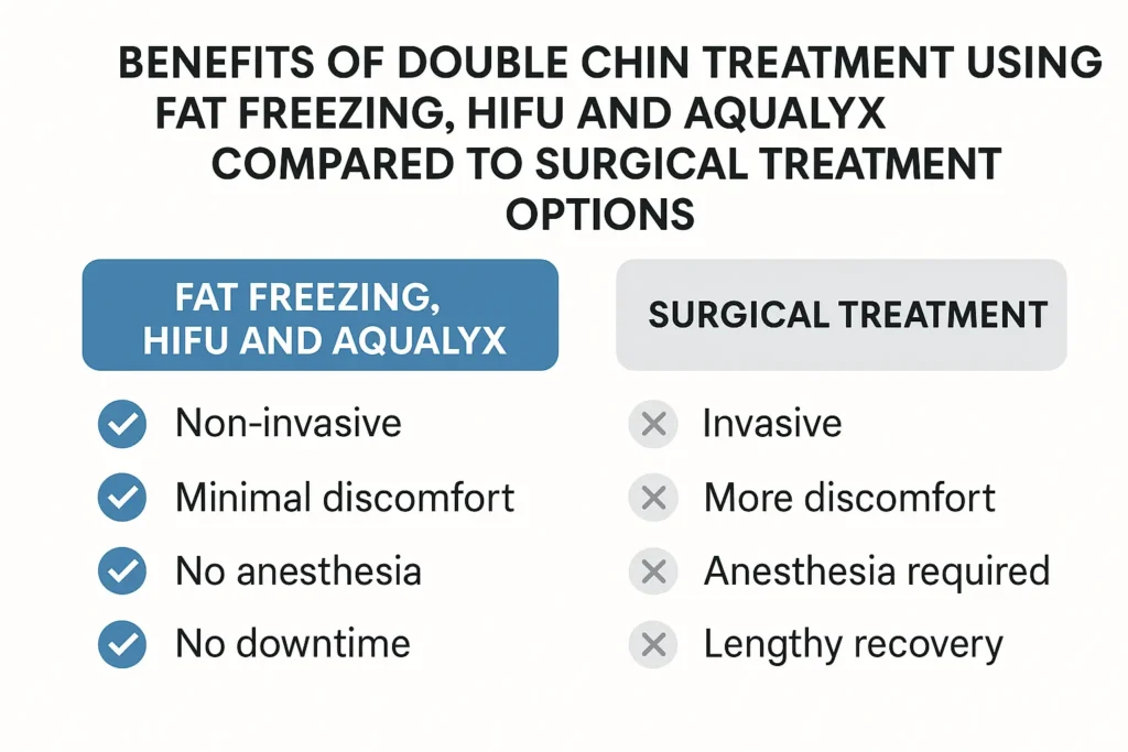 Graphic about the benefits of double chin treatment Wokingham - from LA LIPO