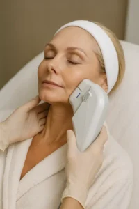 Woman receiving HIFU non surgical facelift treatment Wokingham