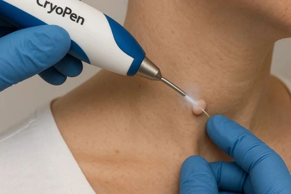 Person receiving Cryotherapy skin tag removal Wokingham