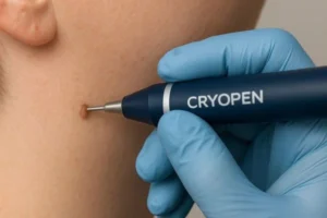 Person receiving skin tag removal Wokingham